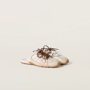 530 SL Mules – Bleached Leather & Gum Sole Travertine Gray White Edition