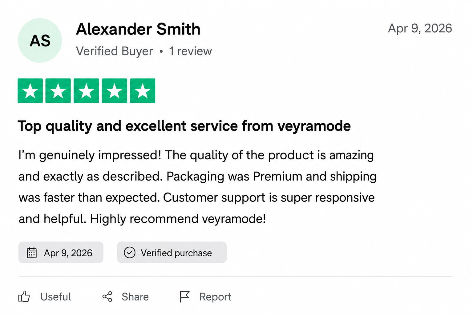 VeyraMode customer review from Alexander Smith